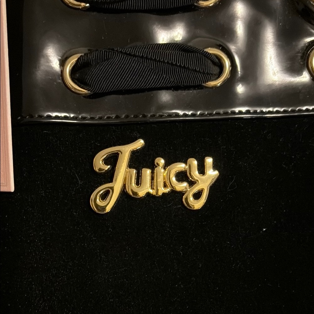 Juicy Couture Black and Gold Tote with Velvet and Patent Leather - Picture 3 of 10